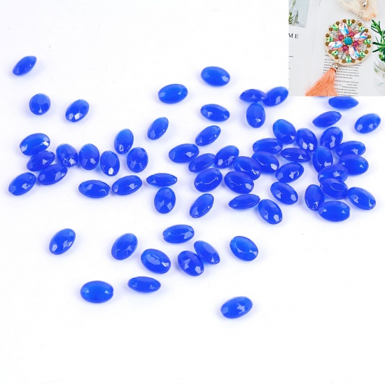 Picture of Acrylic Pointed Back Rhinestones Oval Royal Blue Faceted 6mm( 2/8") x 3mm( 1/8") , 1000 PCs