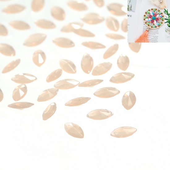 Picture of Acrylic Pointed Back Rhinestones Oval Khaki Faceted 6mm( 2/8") x 3mm( 1/8") , 1000 PCs