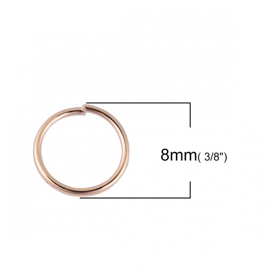 Picture of 0.7mm Zinc Based Alloy Open Jump Rings Findings Round KC Gold Plated 8mm Dia, 1500 PCs
