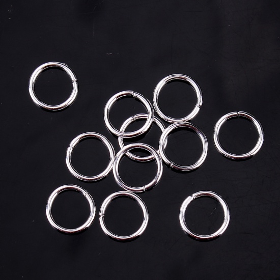 Picture of 0.7mm Zinc Based Alloy Open Jump Rings Findings Round Silver Plated 9mm Dia, 1000 PCs