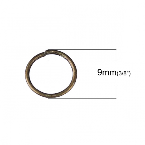 Picture of 0.7mm Zinc Based Alloy Open Jump Rings Findings Round Antique Bronze 9mm Dia, 1500 PCs