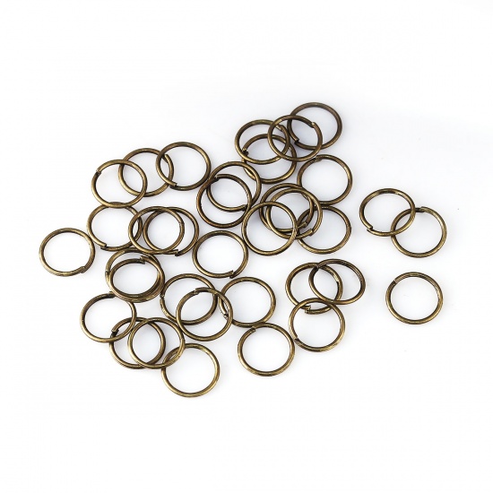 Picture of 0.7mm Zinc Based Alloy Open Jump Rings Findings Round Antique Bronze 9mm Dia, 1500 PCs
