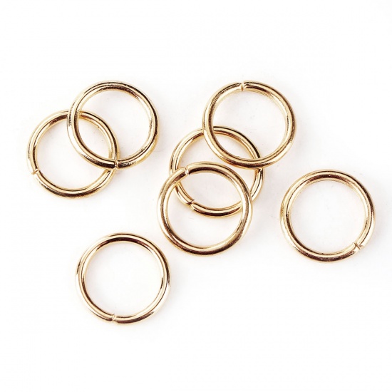 Picture of 0.7mm Zinc Based Alloy Open Jump Rings Findings Round KC Gold Plated 4mm Dia, 1500 PCs