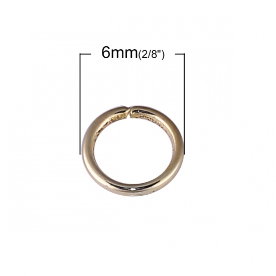 Picture of 0.7mm Zinc Based Alloy Open Jump Rings Findings Round KC Gold Plated 6mm Dia, 1500 PCs