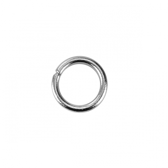 Picture of 0.9mm Zinc Based Alloy Open Jump Rings Findings Round Silver Tone 5mm Dia, 1500 PCs