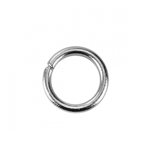 Picture of 0.9mm Zinc Based Alloy Open Jump Rings Findings Round Silver Tone 6mm Dia, 1500 PCs