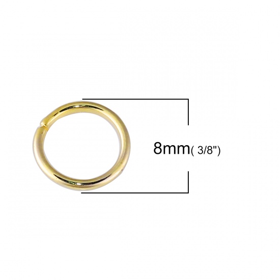 Picture of 0.9mm Zinc Based Alloy Opened Jump Rings Findings Round Gold Plated 8mm Dia, 1000 PCs