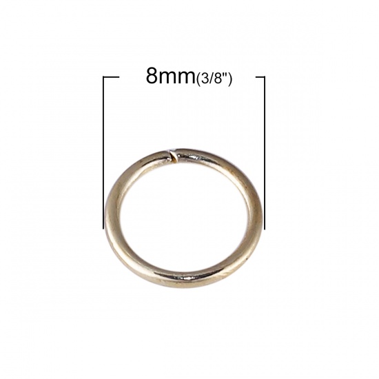 Picture of 0.9mm Zinc Based Alloy Open Jump Rings Findings Round KC Gold Plated 8mm Dia, 800 PCs