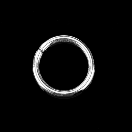 Picture of 1.2mm Zinc Based Alloy Opened Jump Rings Findings Round Silver Plated 7mm Dia, 500 PCs