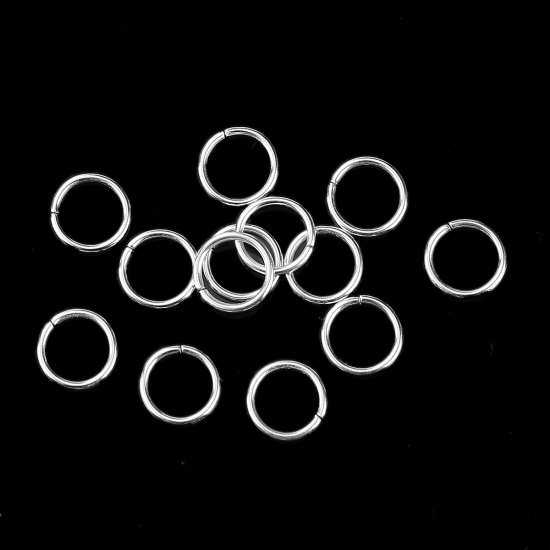 Picture of 1.2mm Zinc Based Alloy Opened Jump Rings Findings Round Silver Plated 7mm Dia, 500 PCs