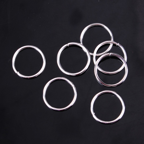 Picture of 1.2mm Zinc Based Alloy Opened Jump Rings Findings Round Silver Plated 10mm Dia, 400 PCs