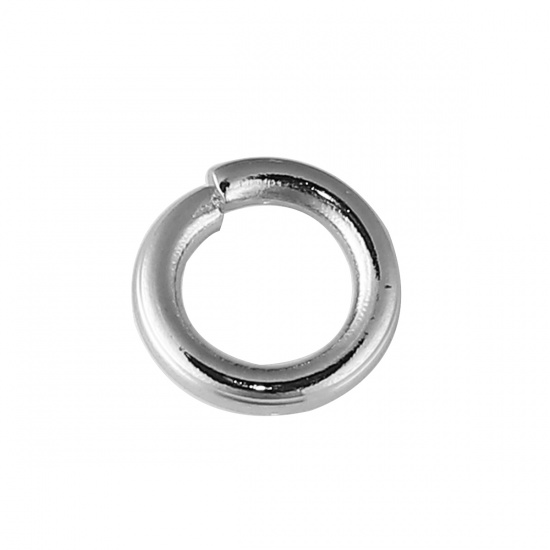 Immagine di 1.5mm Lega di Zinco Anello Aperto Stile Anello di Salto Tondo Tono Argento 8mm Dia, 500 Pz