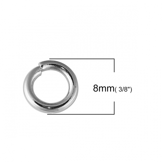 Immagine di 1.5mm Lega di Zinco Anello Aperto Stile Anello di Salto Tondo Tono Argento 8mm Dia, 500 Pz