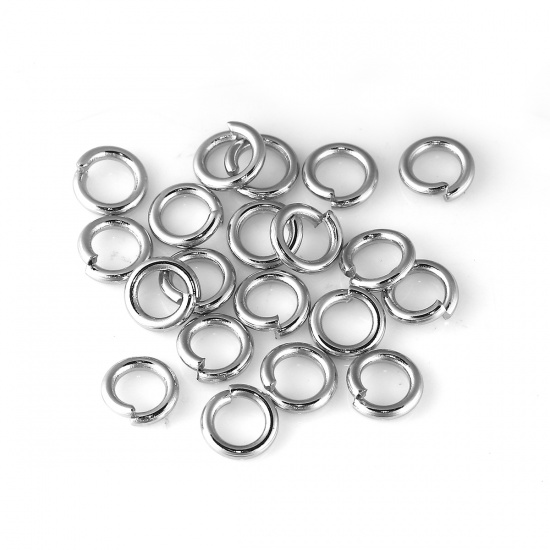 Immagine di 1.5mm Lega di Zinco Anello Aperto Stile Anello di Salto Tondo Tono Argento 8mm Dia, 500 Pz