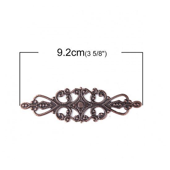 Picture of Iron Based Alloy Embellishments Leaf Antique Copper Filigree 92mm(3 5/8") x 28mm(1 1/8"), 20 PCs