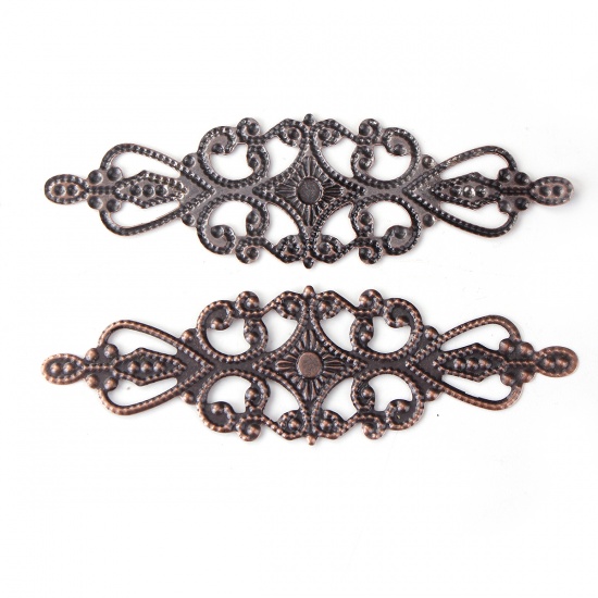 Picture of Iron Based Alloy Embellishments Leaf Antique Copper Filigree 92mm(3 5/8") x 28mm(1 1/8"), 20 PCs