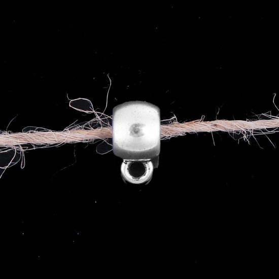 Immagine di Lega di Zinco Perline Bails Perline Tondo Argento Antico 10mm x 5mm, 100 Pz