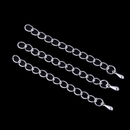 Immagine di Lega di Ferro Estensione Catene Argento Placcato Goccia 60mm Lunghezza, Lunghezza catena utile: 5cm, 50 Pz