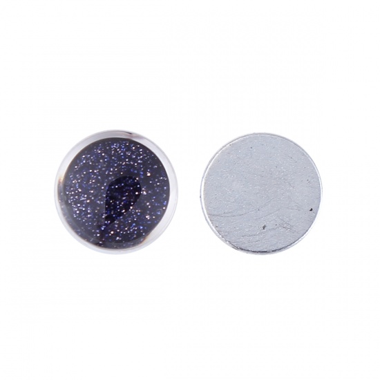 Picture of 304 Stainless Steel High Magnetic Earrings Silver Tone Dark Purple Round 10mm( 3/8") Dia., 1 Piece