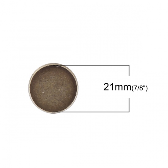 Immagine di Ottone Camicia Basi Tondo Bronzo Antico Basi per Cabochon Può ruotare (Addetti 21mm) 26mm x 23mm, 4 PCs                                                                                                                                                       