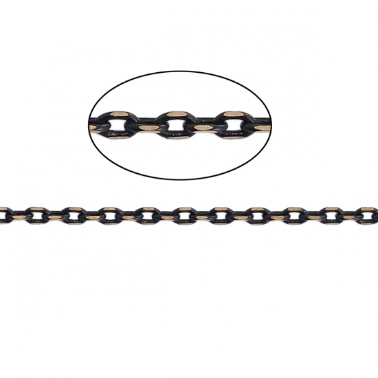 Picture of Brass Soldered Link Cable Chain Findings Black Golden 2.3mm x1.5mm( 1/8" x1.5mm), 10 M                                                                                                                                                                        