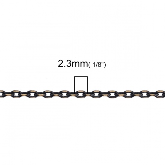 Picture of Brass Soldered Link Cable Chain Findings Black Golden 2.3mm x1.5mm( 1/8" x1.5mm), 10 M                                                                                                                                                                        