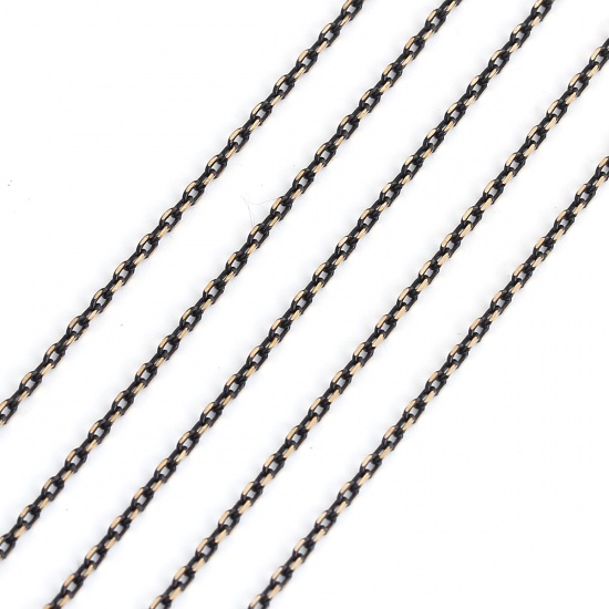 Picture of Brass Soldered Link Cable Chain Findings Black Golden 2.3mm x1.5mm( 1/8" x1.5mm), 10 M                                                                                                                                                                        