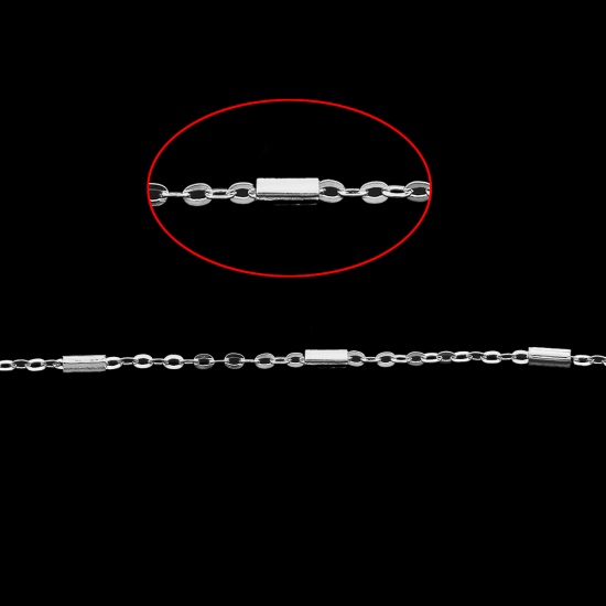 Изображение Латунь Замыкание Прямоугольник Позолоченные Цепочкиарматуры Серебряный Тон 2.2x1.6мм, 4 Метров                                                                                                                                                                