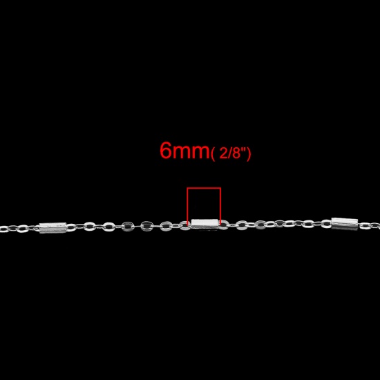 Picture of Brass Soldered Link Cable Chain Findings Silver Tone 2.2x1.6mm( 1/8" x 1/8"), 4 M                                                                                                                                                                             