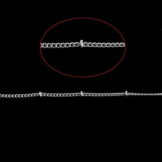 Imagen de Latón Soldar Link Curb Chain Accesorios Tono de Plata 2x1.5mm, 10 M                                                                                                                                                                                           
