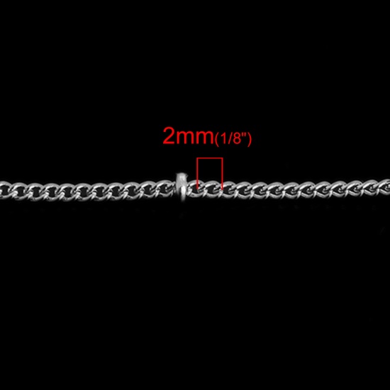 Bild von Messing Geschlossen Panzerkette Kette Silberfarbe 2x1.5mm, 10 Meter