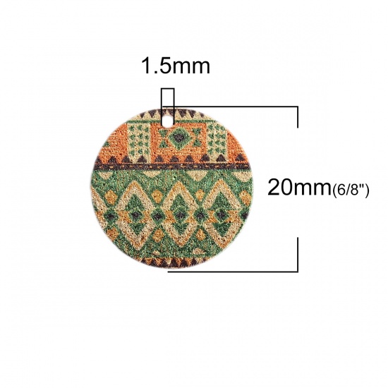 Picture of Brass Enamel Painting Charms Gold Plated Multicolor Round Geometric Sparkledust 20mm Dia., 10 PCs                                                                                                                                                             
