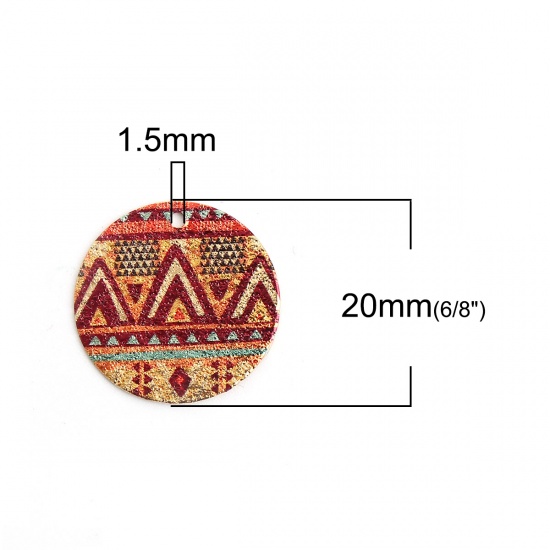 Picture of Copper Enamel Painting Charms Gold Plated Multicolor Round Geometric Sparkledust 20mm Dia., 10 PCs