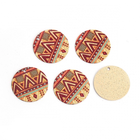 Picture of Copper Enamel Painting Charms Gold Plated Multicolor Round Geometric Sparkledust 20mm Dia., 10 PCs