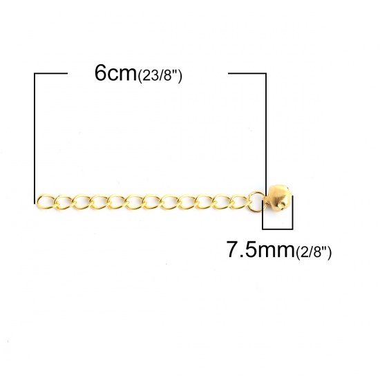 Immagine di Lega di Ferro Estensione Catene Oro Placcato Campana 60mm Lunghezza, Lunghezza catena utile: 5cm, 50 Pz