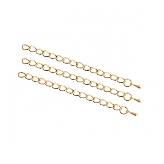 Picture of Iron Based Alloy Extender Chain For Jewelry Necklace Bracelet Gold Plated Drop 8cm(3 1/8") long, Usable Chain Length: 7cm, 50 PCs