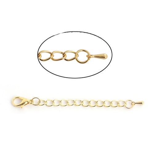 Picture of Iron Based Alloy Extender Chain For Jewelry Necklace Bracelet Gold Plated Drop 7.5cm(3") long, Usable Chain Length: 5cm, 10 PCs