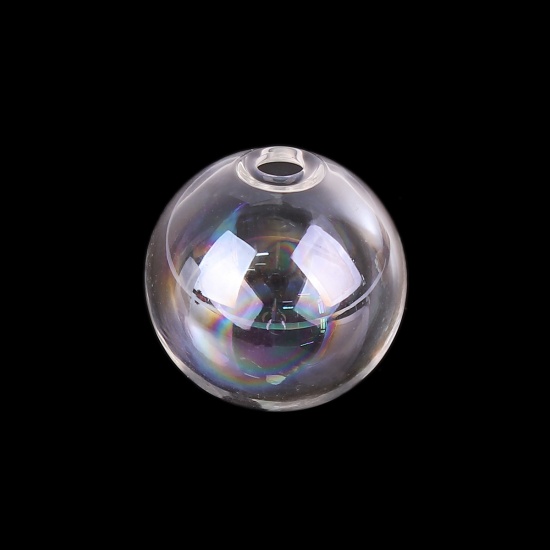 Imagen de Transparente Botella de Cristal Globopara pendientes anillos collares Agujero Solo Bola AB Multicolor 12mm Dia., 4 Unidades