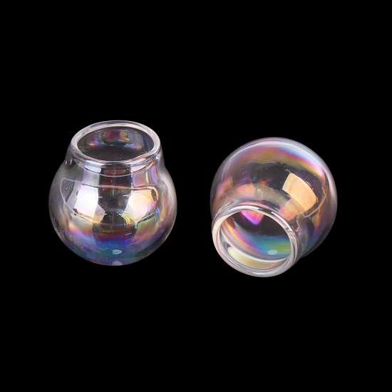 Picture of Transparent Glass Miniature Globe Bubble Bottle Vial For Earring Ring Necklace Single Hole Ball AB Color 20mm Dia., 4 PCs
