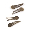 Picture of Iron Based Alloy Hair Clips Findings Round Antique Bronze Cabochon Settings (Fits 18mm Dia.) 57mm x 20mm, 20 PCs
