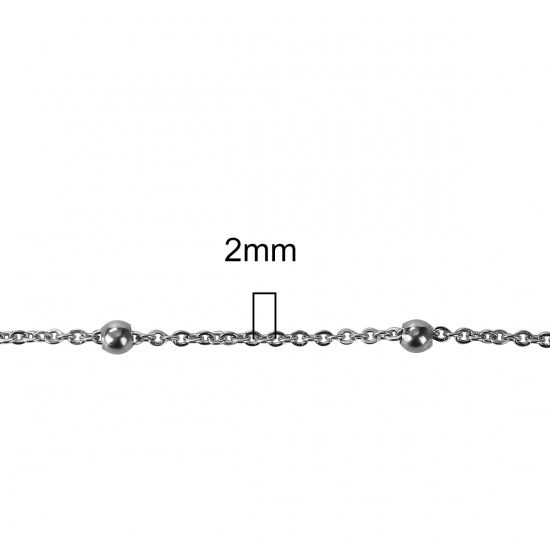 Immagine di Acciaio Inossidabile Cavo Catena Tono Argento 4mm Dia. 2x2mm Dia. 3 M