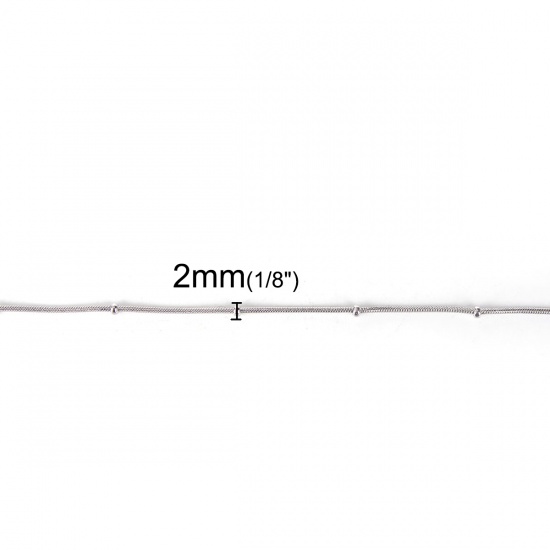 Picture of Stainless Steel Snake Chain Silver Tone 2mm( 1/8") Dia. 1mm, 3 M