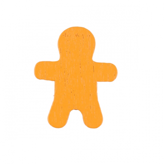 Immagine di Tre-Laminati Cabochon per Abbellimento Ginger Bread Man di Natale Arancione 22mm x 18mm , 100 Pz