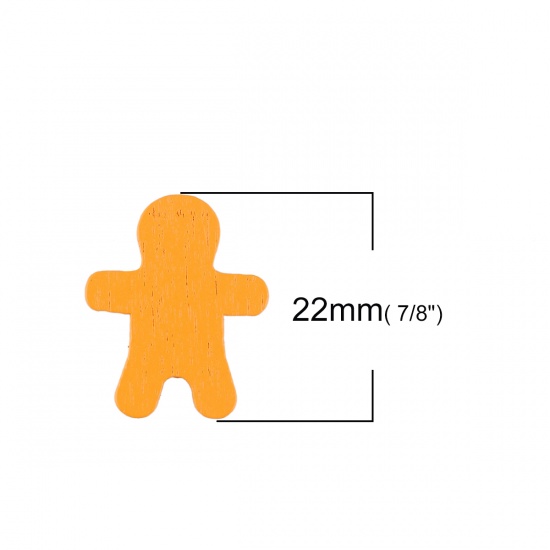 Immagine di Tre-Laminati Cabochon per Abbellimento Ginger Bread Man di Natale Arancione 22mm x 18mm , 100 Pz