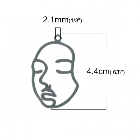 Picture of Zinc Based Alloy Pendants Face Army Green Mask 44mm(1 6/8") x 27mm(1 1/8"), 10 PCs