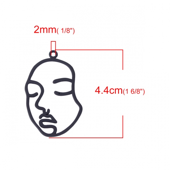 Picture of Zinc Based Alloy Pendants Face Black Mask 44mm(1 6/8") x 27mm(1 1/8"), 10 PCs