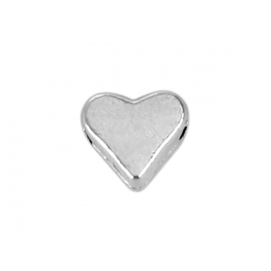 Picture of Zinc Based Alloy Spacer Beads Heart Antique Silver Color 6mm x 5mm, Hole: Approx 1.2mm, 200 PCs