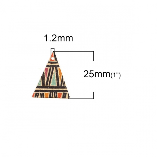 Picture of Copper Enamel Painting Charms Gold Plated Multicolor Triangle Sparkledust 25mm x 18mm, 10 PCs