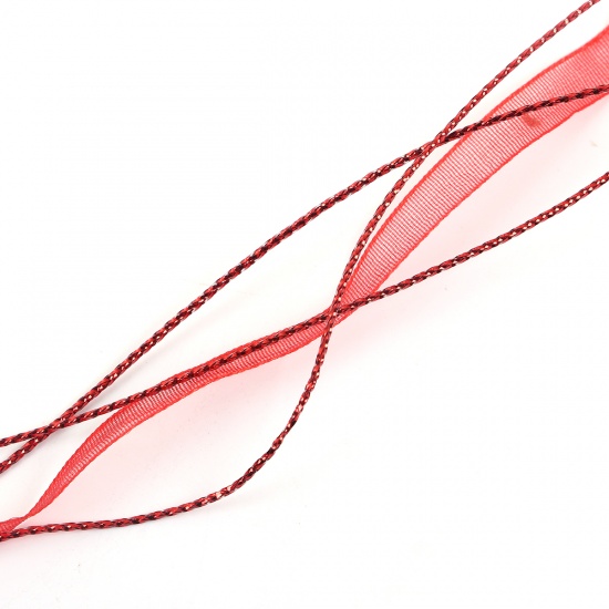 Immagine di Organza & Poliestere Stringa del CavoMultistrato Collana Rosso lunghezza:44cm 10 Pz