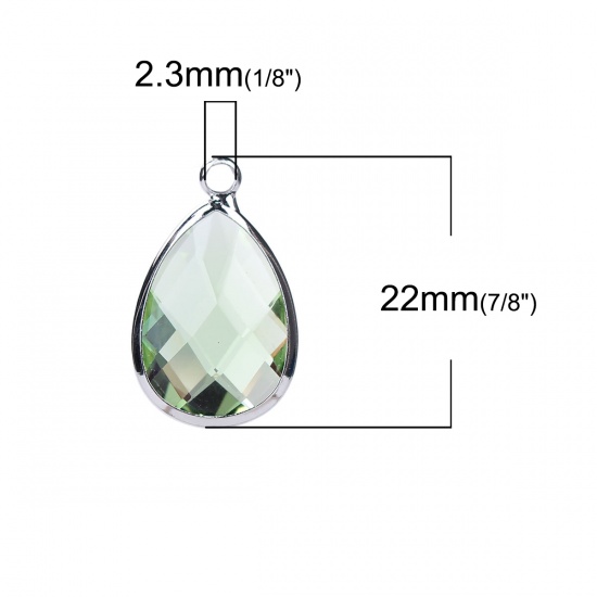 Immagine di Rame + Vetro Charms Goccia Verde Chiaro Sfaccettato 22mm x 14mm, 5 Pz